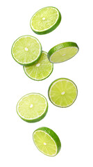 lime slices on white
