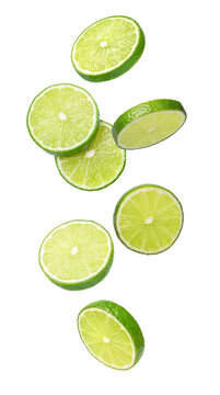lime slices on white