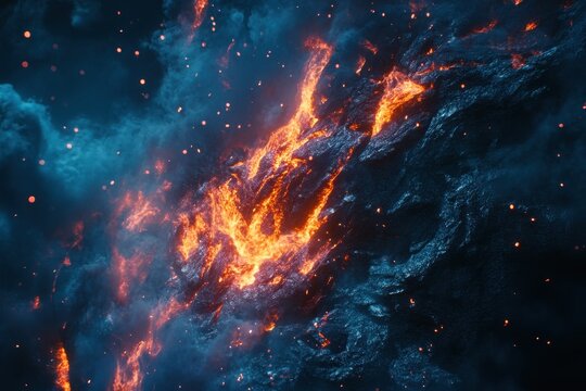 Realistic fire with glowing embers and smoke creating a dramatic atmosphere full HD, Realistic Fire with alpha, Full HD Fire