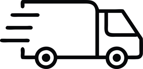 Black and white shipping delivery truck vector icon