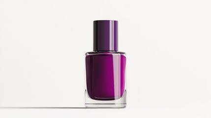 a blank bottle of purple nail polish isolated on white background