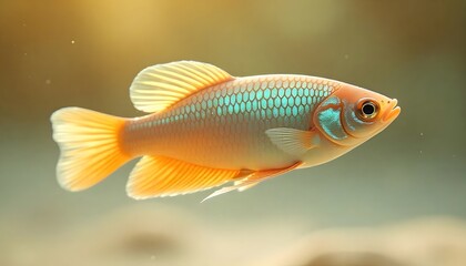 Betta fish in an artistic pose on a light sand-colored background