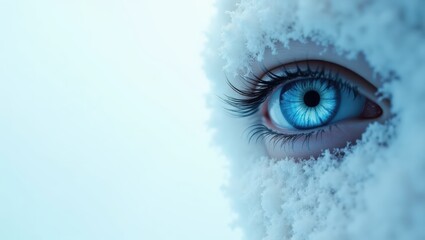 Stunning Close up of a Woman s Eye Partially Covered in Sparkling Snow