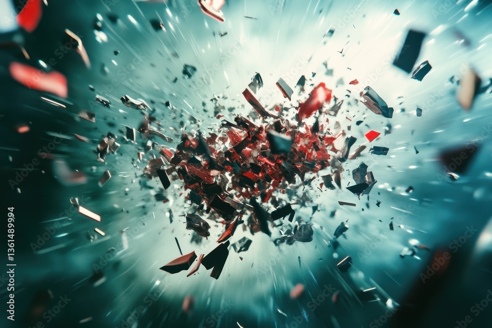 Leinwandbilder Floating objects collide in a vibrant explosion of color and motion, Abstract floating objects colliding with each other CGI Trendy backgrounds