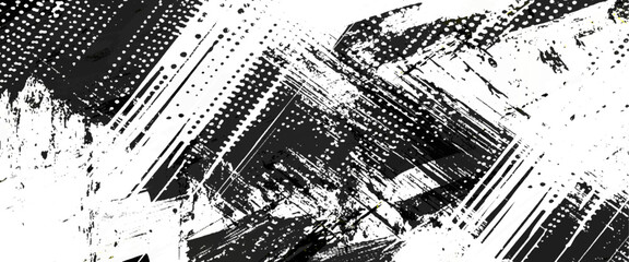 Vector modern paintbrush grunge with halftone dots pattern texture style black grunge brush stroke background.
