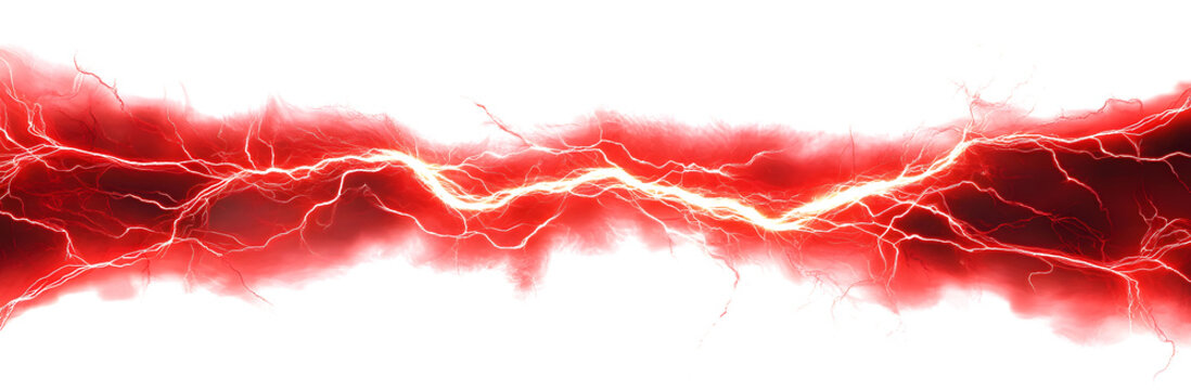 Red Electric Current Isolated on white and transparent background. PNG