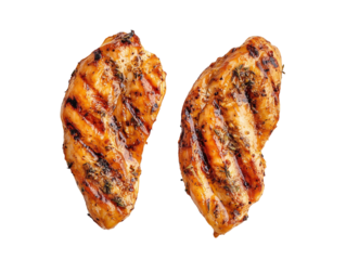 Grilled chicken breast fillets isolated on transparent background