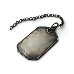 Fototapeta premium Military dog tag display vintage style photography studio close-up identity and remembrance