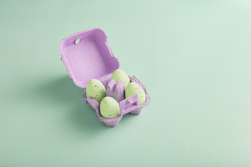 open cardboard box for eggs in purple color