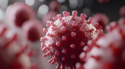 Microscopic Virus Close-up, 3D Render, Science