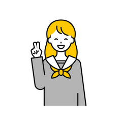 上半身のポーズ_シンプルな学生の女子学生04