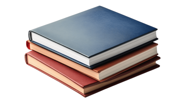 Notebooks stack isolated on white or transparent background --ar 16:9 - Powered by Adobe