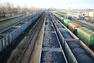 Railway station and coal wagons