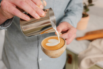 Barista Creating Beautiful Latte Art