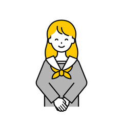 上半身のポーズ_シンプルな学生の女子学生19