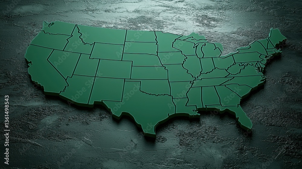 Poster fluid gradient motion map of the united states displaying a dynamic and colorful representation of t