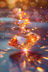Macro shot of diamond facets reflecting light, showcasing clarity, precision, and captivating sparkle