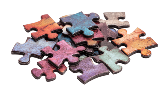 Puzzle pieces isolated on white or transparent background --ar 16:9