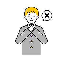 上半身のポーズ_シンプルな学生の男子学生14