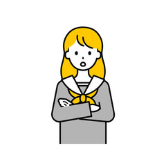 上半身のポーズ_シンプルな学生の女子学生11