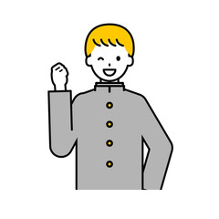 上半身のポーズ_シンプルな学生の男子学生05