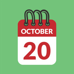 October 20 Calendar icon vector illustration.