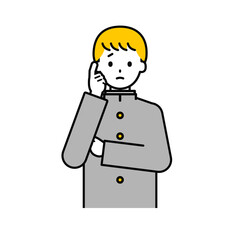 上半身のポーズ_シンプルな学生の男子学生12