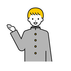 上半身のポーズ_シンプルな学生の男子学生17