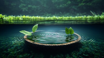 Underwater plants serene nature scene
