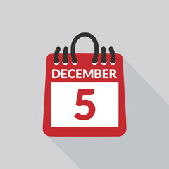 December 5 Calendar icon vector illustration.
