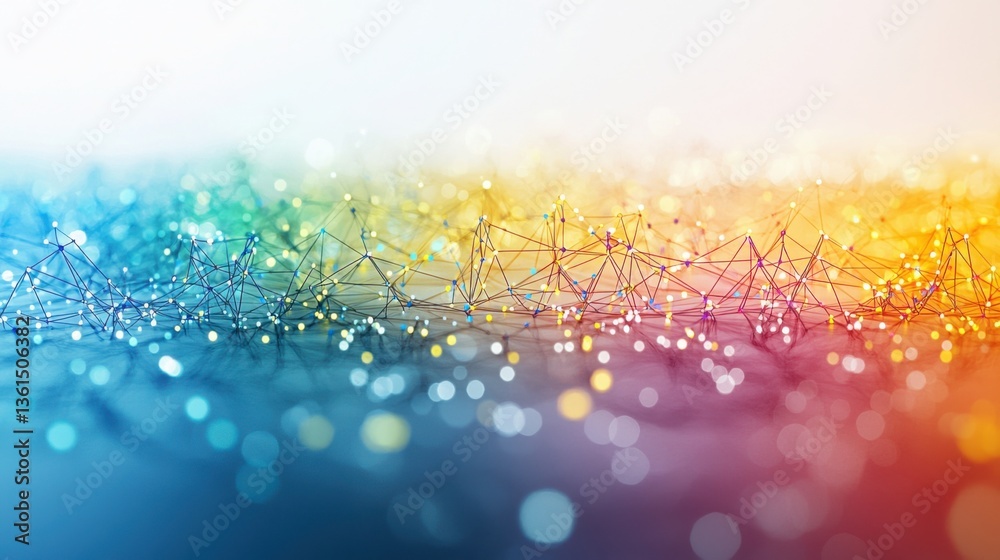 Poster a colorful abstract background featuring a rainbow line network representing creativity and modern d