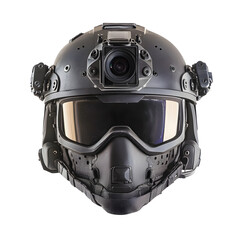Tactical helmet action military field equipment photography combat zone front view camera mounted concept