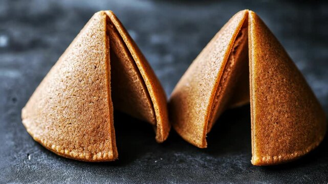 Dessert treats known for hidden messages displayed on a dark surface in a cozy setting
