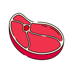 Steak Doodle style, a raw steak cut, representing meat products, ideal for butcher shop logos, restaurant branding, and BBQ-related designs.