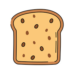 Bread Doodle style, a single slice of bread, representing bakery products, perfect for breakfast illustrations, menu designs, and bakery branding.
