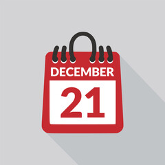 December 21 Calendar icon vector illustration.