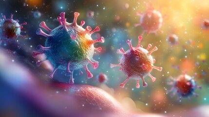Fototapeta premium Microscopic Virus Particle, Cellular Background (1)