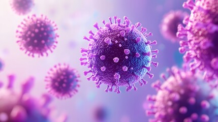 Fototapeta premium Microscopic Virus Particle Swarm, Medical Research