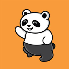 Adorable panda trying to run