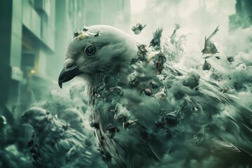 Birds infected with avian flu in urban environment causing a health crisis, Avian flu