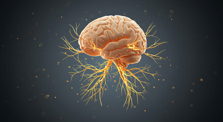 Obraz premium Human Brain with Neural Network Depiction for Science and Medical Visuals