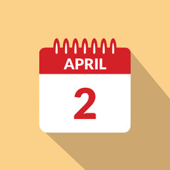 April 2 Calendar icon vector illustration.
