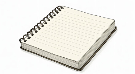 Isolated Spiral Notebook with Blank Lined Pages for Notes or Sketching