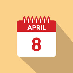 April 8 Calendar icon vector illustration.