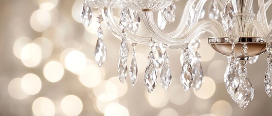 Close up view of a decorative crystal chandelier indoors
