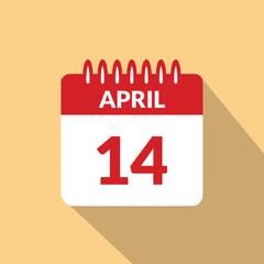 April 14 Calendar icon vector illustration.