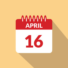 April 16 Calendar icon vector illustration.
