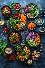 Fototapeta premium 15 Delectable Vegan Recipes: From Hearty Soups to Fresh Salads, Grain Bowls and Pasta