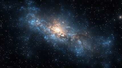 Fototapeta premium Cosmic nebula with blue and yellow hues.