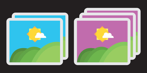 gallery icon set, image icon, picture symbol. photo gallery icon vector illustration.